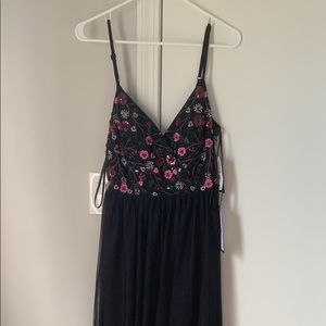 Beautiful Black Floral Beaded Prom Dress